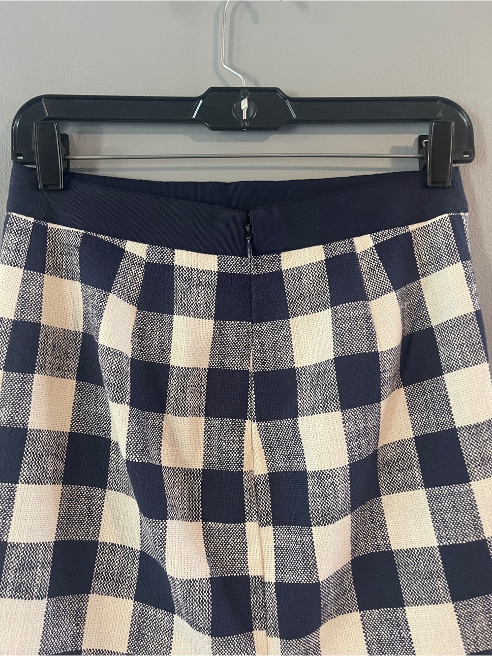 J.Crew The Pencil Skirt Navy Ivory Gingham Plaid Cotton Size 0 - Picture 6 of 9